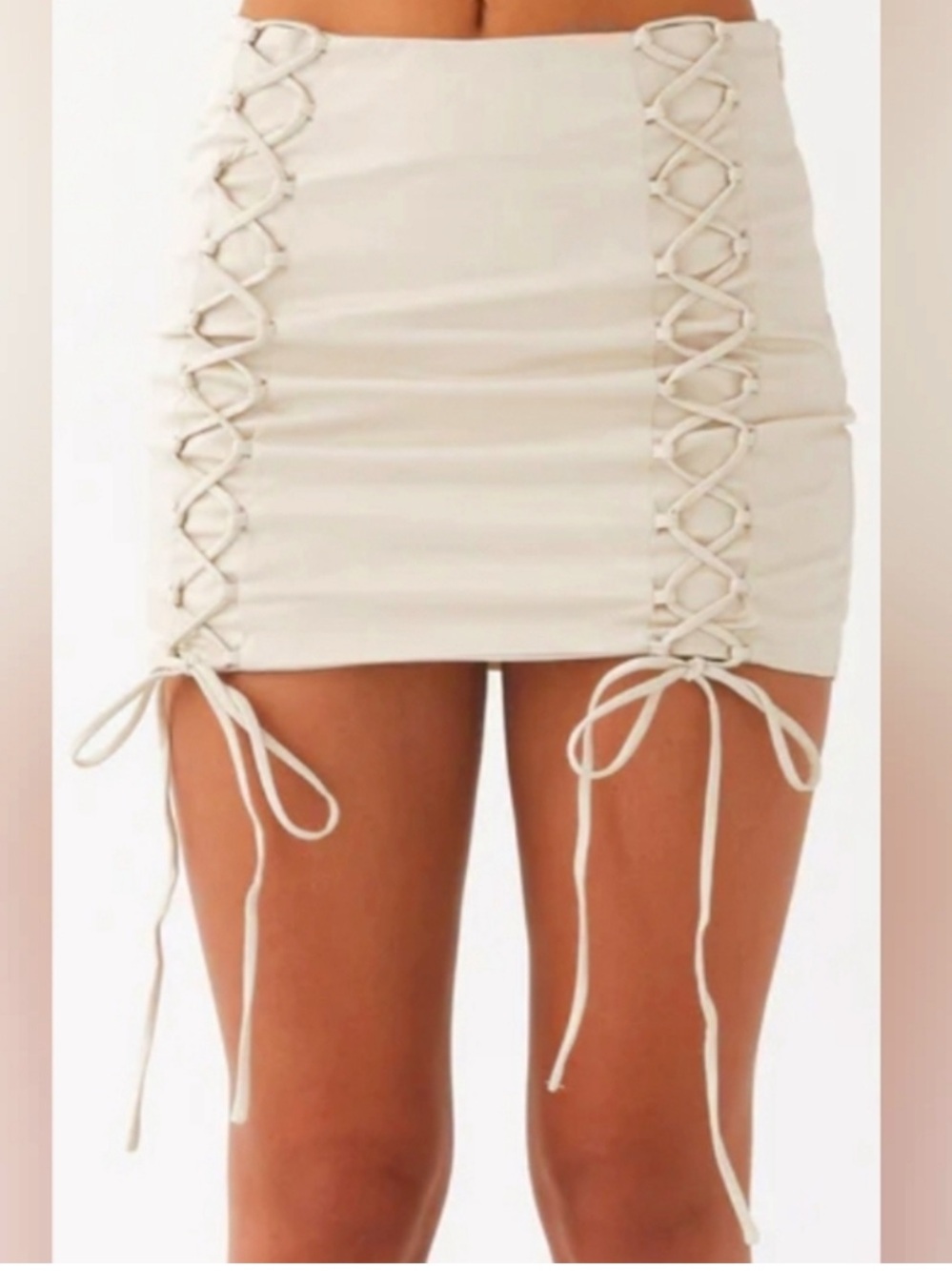 Peppermayo Beige Lace-Up Skirt